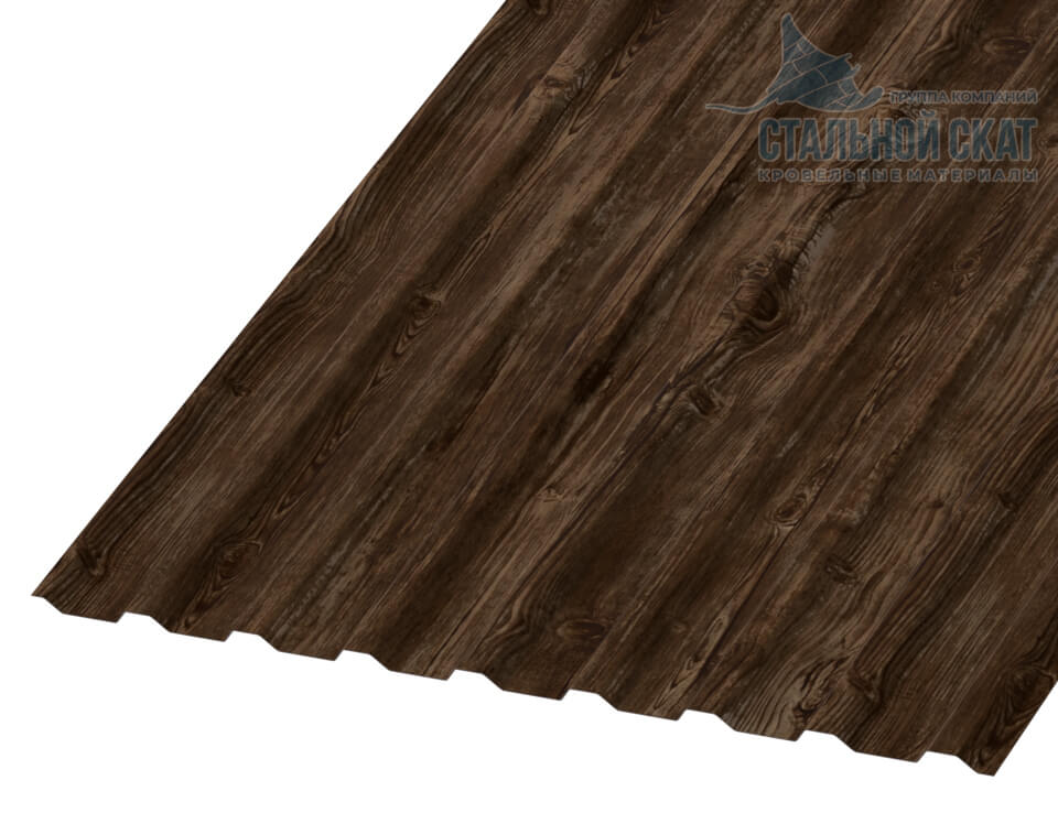 Фото: Профнастил МП20 х 1100 - B (ECOSTEEL_MA-01-Мореный дуб-0.5) в Шатуре