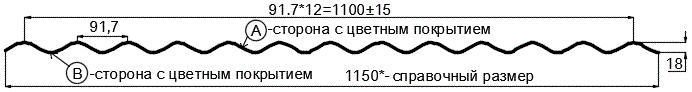 Фото: Профнастил МП18 х 1100 - B (ECOSTEEL_MA_Д-12-Античный Дуб-0.45) в Шатуре