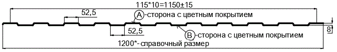 Фото: Профнастил С8 х 1150 - B Двусторонний (ПЭ_Д-01-8017-0.4±0.08мм) в Шатуре