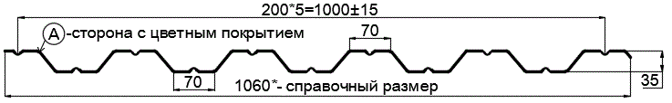 Фото: Профнастил НС35 х 1000 - A (PURMAN-20-Tourmalin-0.5) в Шатуре