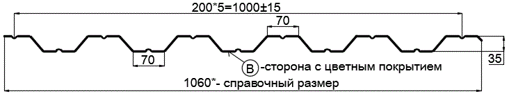 Фото: Профнастил НС35 х 1000 - B NormanMP (ПЭ-01-5005-0.5) в Шатуре