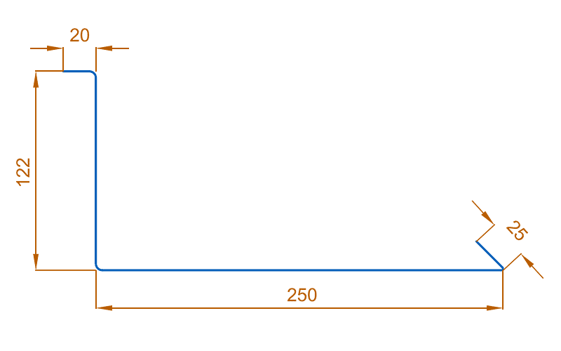 Планка примыкания нижняя 250х122х2000 (ПЭ-01-8017-0.4) в Шатуре
