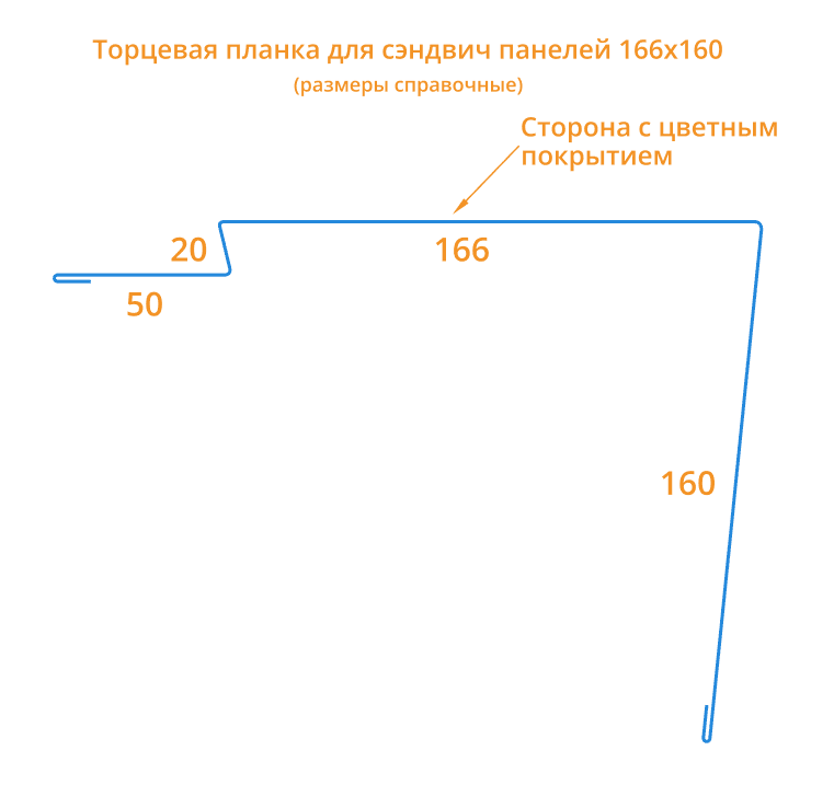 Торцевая планка для сэндвич панелей 166х160х2000 Фасонное изделие (ПЭ-01-6005-0.45) в Шатуре